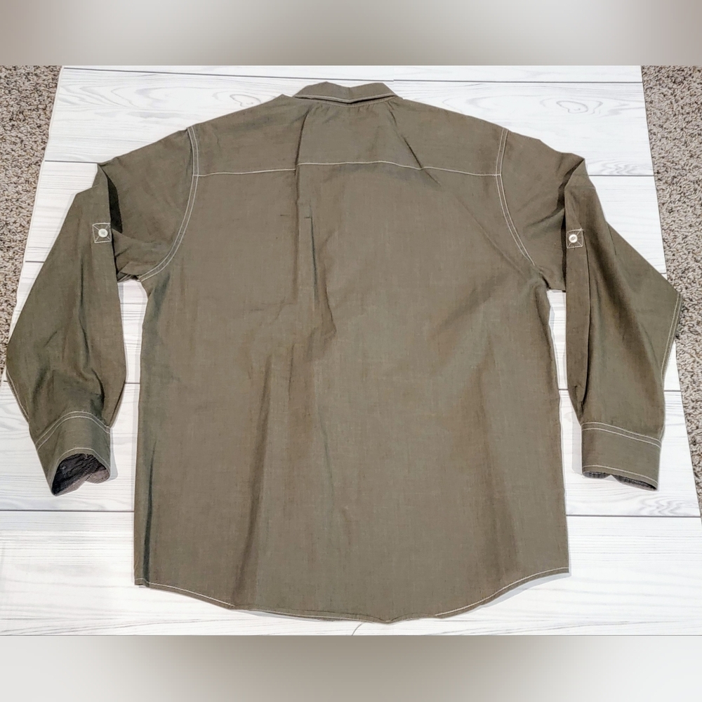Michael Brandon Men's Green Button-Down Long Sleeve Shirt Sz L - Picture 3 of 3